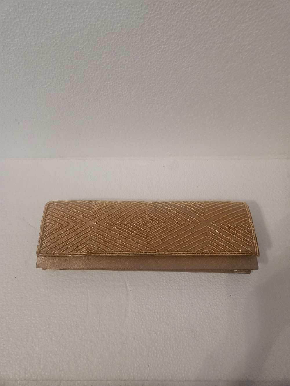Gold Beaded Geometric Fold-Over Clutch